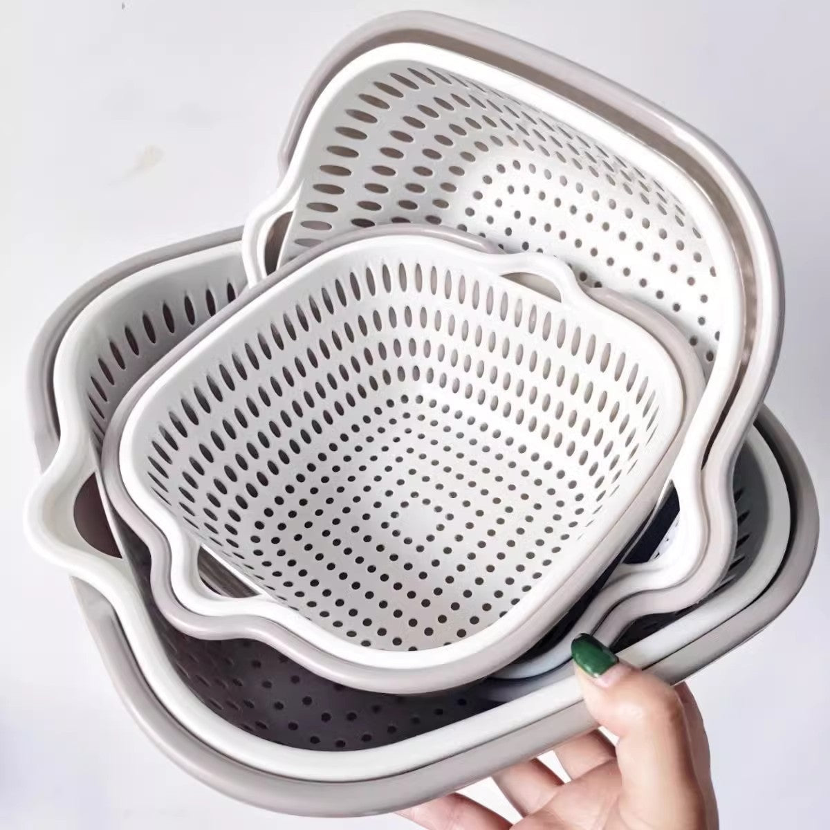 Household Double-Layer Food Grade Vegetable Washing Basket Set