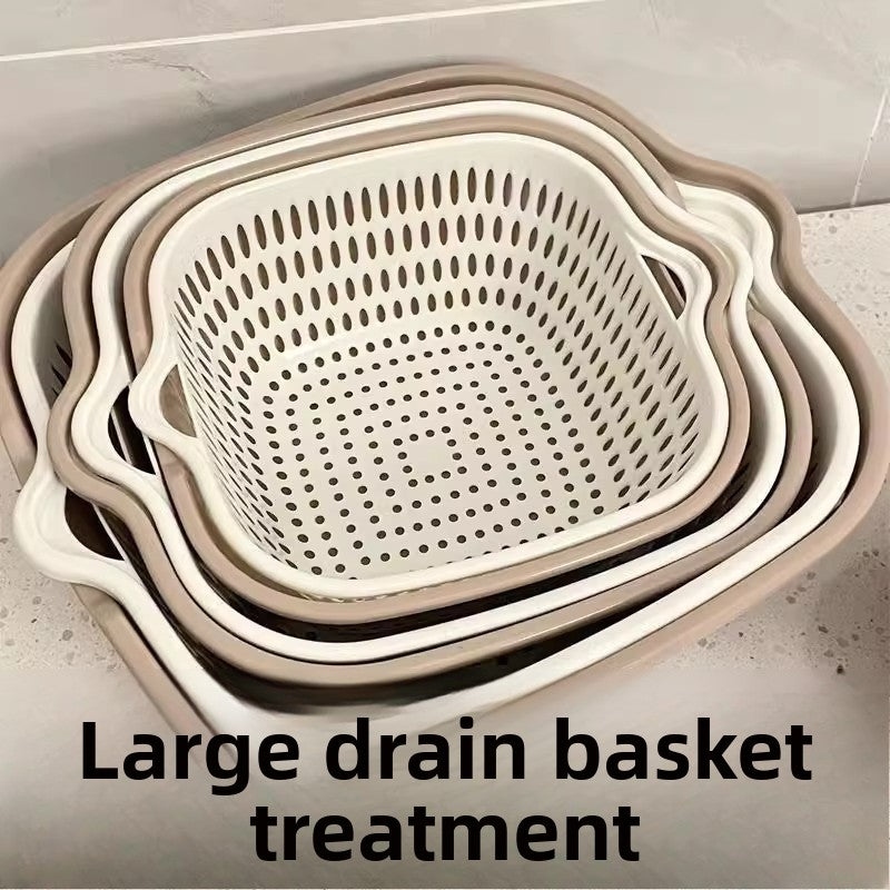 Household Double-Layer Food Grade Vegetable Washing Basket Set
