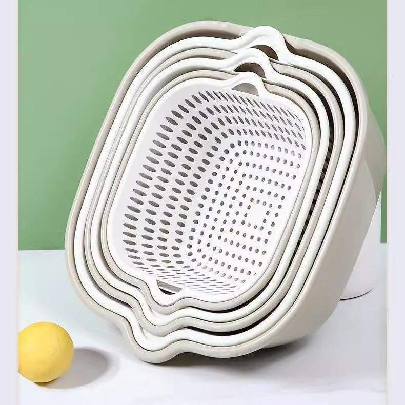 Household Double-Layer Food Grade Vegetable Washing Basket Set